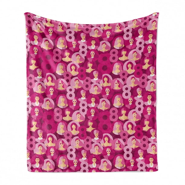 Ambesonne Women's Day Soft Flannel Fleece Throw Blanket 50 x 70 Pattern of Circular Lady Portraits Symbolic 8 of March Design Magenta Baby Pink and Peach Cozy Plush for Indoor and Outdoor Use Ambesonne Women's Day Soft Flannel Fleece Throw Blanket 50 x 70 Pattern of Circular Lady Portraits Symbolic 8 of March Design Magenta Baby Pink and Peach Cozy Plush for Indoor and Outdoor Use